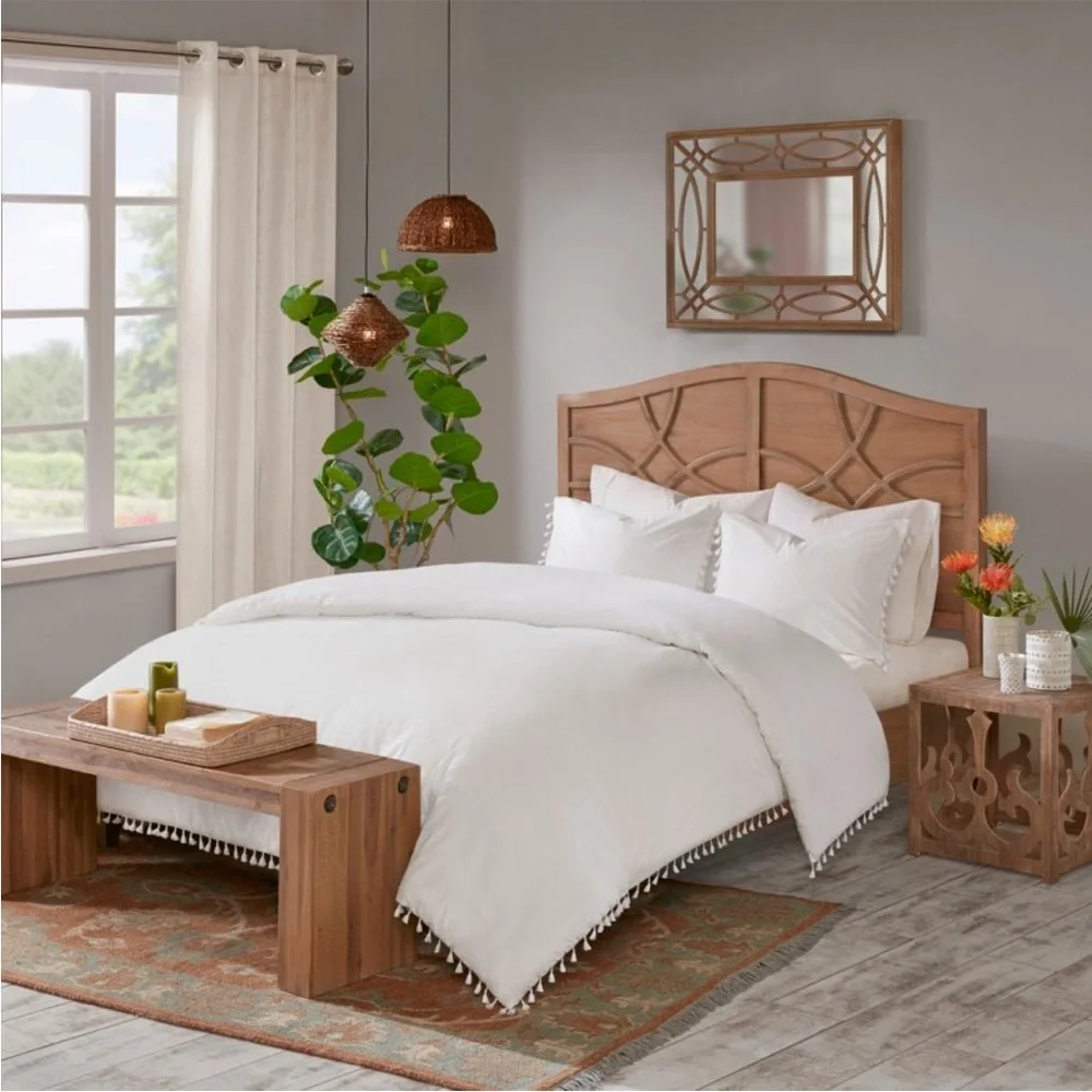 MADISON PARK NWT 3pc dual cotton duvet cover set -white -full/queen